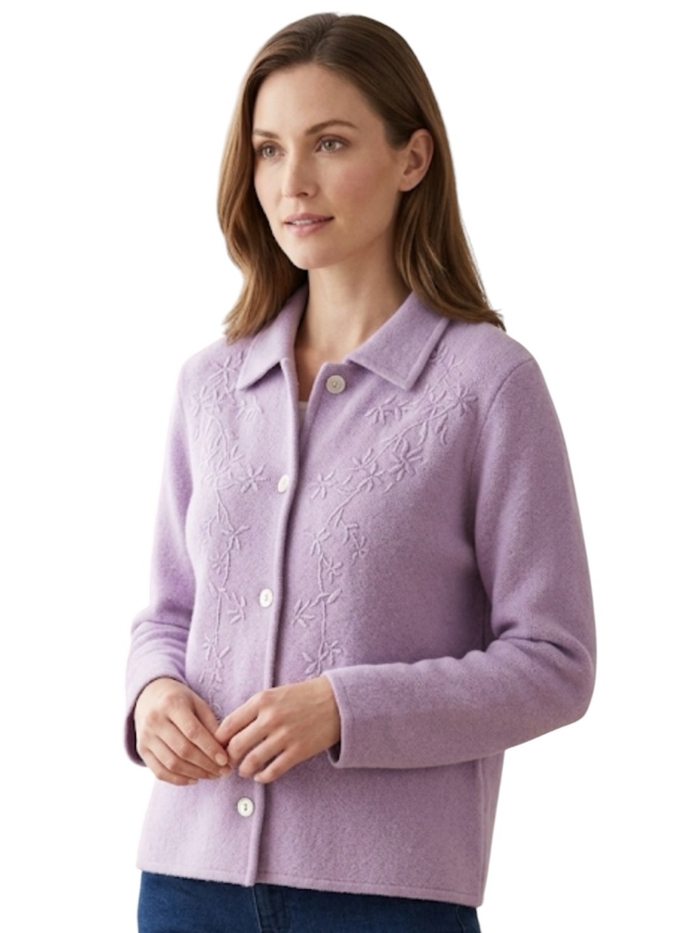 Vintage Mark Fore & Strike Lavender Wool Blazer Coat Embroidered Pastel Purple L